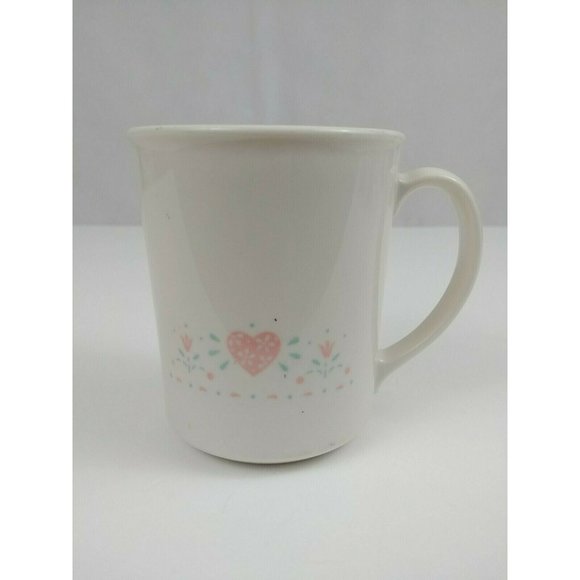 Vintage Corelle Forever Yours Off White With Pink Heart & Flowers Coffee Cup - Picture 1 of 6